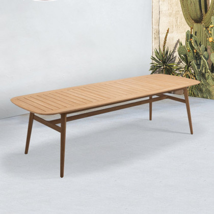 HMR - Mid Century Modern 6 - Person Rectangle Wood Outdoor Patio Dining Table in Natural