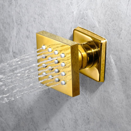 HMR Wall-Mounted 23" Thermostatic Shower System 4 Functions - Gold