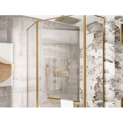 HMR Wall-Mounted 23" Thermostatic Shower System 4 Functions - Gold