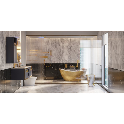 HMR Wall-Mounted 23" Thermostatic Shower System 4 Functions - Gold