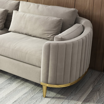 HMR - Modern Living Room Sets Gray Velvet Upholstered Chair & Loveseat & Sofa 3-Pieces