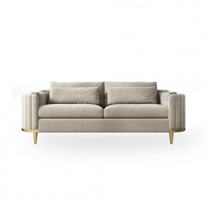 HMR - Modern Living Room Sets Gray Velvet Upholstered Chair & Loveseat & Sofa 3-Pieces