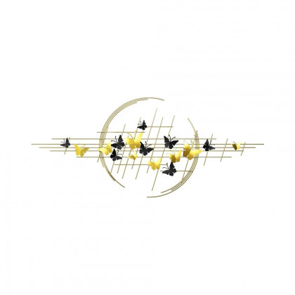 HMR - 59.1" Modern Butterfly Wall Decor Creative Metal Wall Art in Gold & Black Living Room