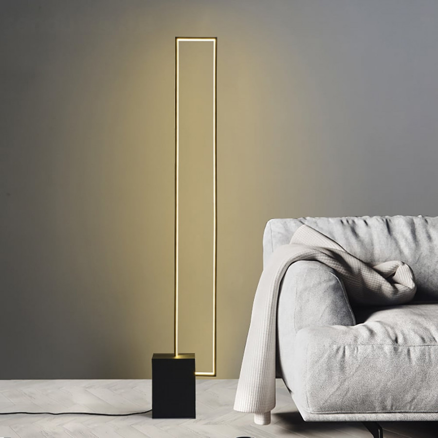 HMR - Metal LED Floor Lamp Rectangular Standing lamp with Black Base