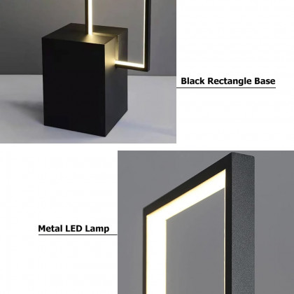 HMR - Metal LED Floor Lamp Rectangular Standing lamp with Black Base