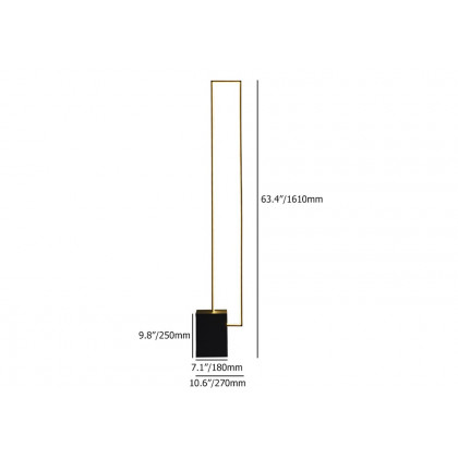 HMR - Metal LED Floor Lamp Rectangular Standing lamp with Black Base