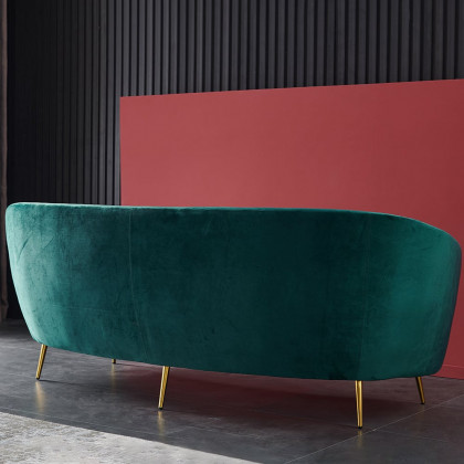 HMR - 92" Velly Modern Deep Green Velvet Sofa with Metal Legs