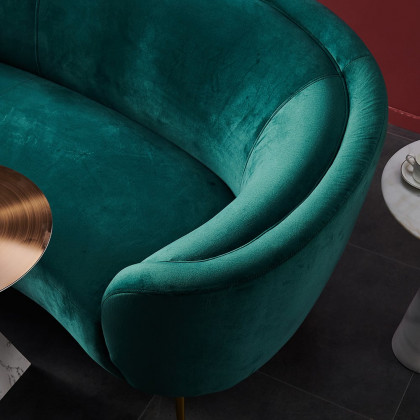HMR - 92" Velly Modern Deep Green Velvet Sofa with Metal Legs