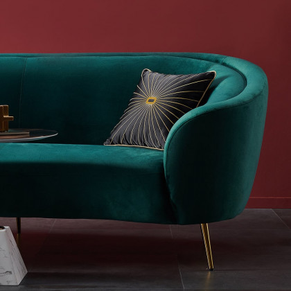 HMR - 92" Velly Modern Deep Green Velvet Sofa with Metal Legs