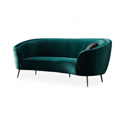 HMR - 92" Velly Modern Deep Green Velvet Sofa with Metal Legs