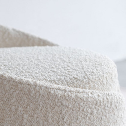 HMR - Modern White Round Lamb Wool Vanity Stool with Backrest