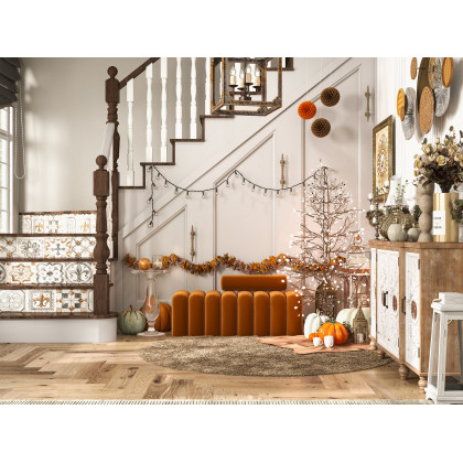 HMR - 49.6" Japandi Round Woven Rattan Large Wall Decor Overlapping Wooden Art for Living Room