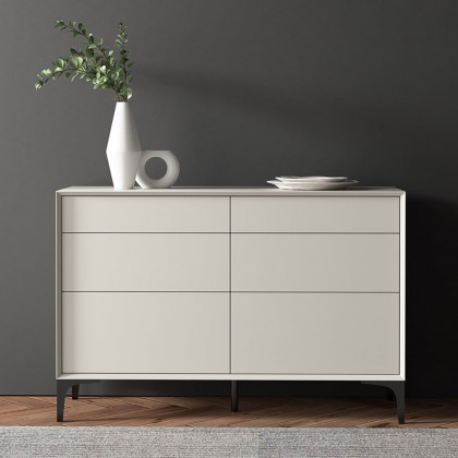 HMR - 47.2" Minimalist Off White Dresser Accent 6-Drawer Cabinet