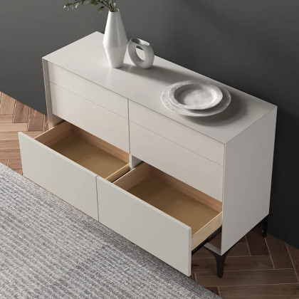 HMR - 47.2" Minimalist Off White Dresser Accent 6-Drawer Cabinet