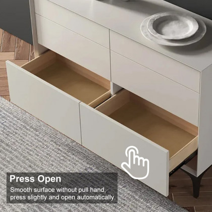 HMR - 47.2" Minimalist Off White Dresser Accent 6-Drawer Cabinet