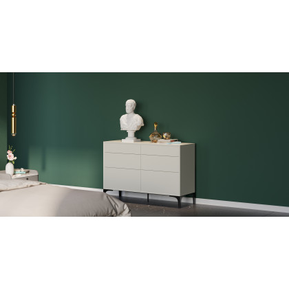 HMR - 47.2" Minimalist Off White Dresser Accent 6-Drawer Cabinet