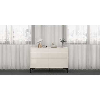 HMR - 47.2" Minimalist Off White Dresser Accent 6-Drawer Cabinet