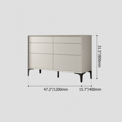 HMR - 47.2" Minimalist Off White Dresser Accent 6-Drawer Cabinet