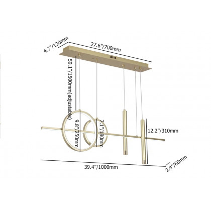 HMR Geometric Kitchen Island Light Metal Pendant Light - Gold