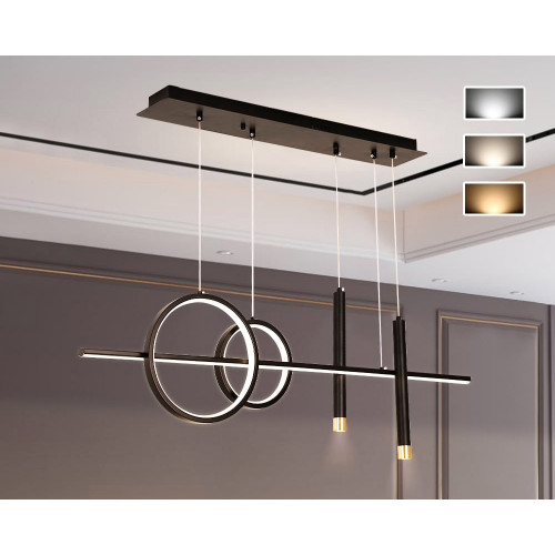 HMR Geometric Kitchen Island Light Metal Pendant Light - Black