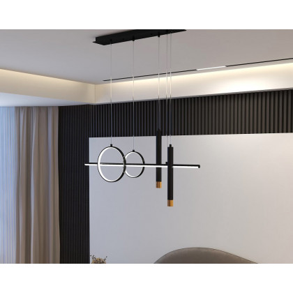 HMR Geometric Kitchen Island Light Metal Pendant Light - Black