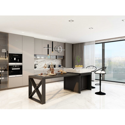 HMR Geometric Kitchen Island Light Metal Pendant Light - Black