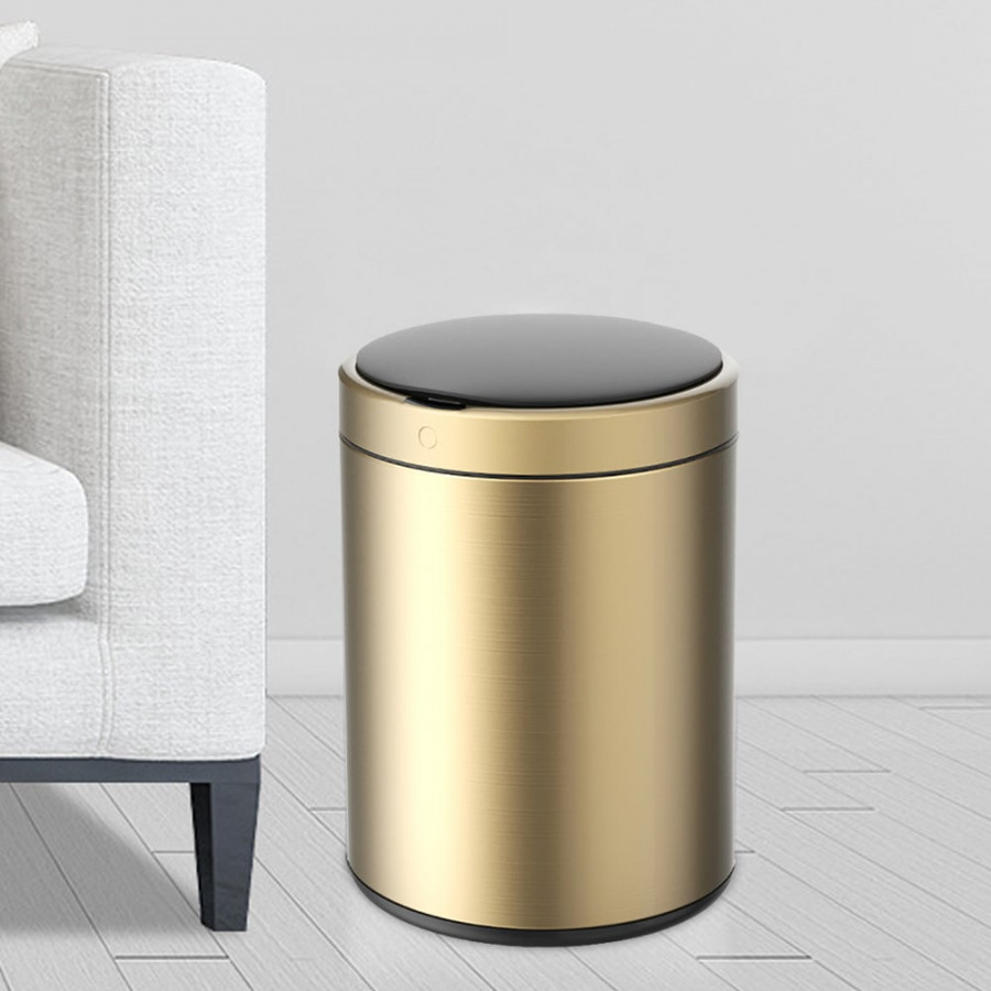 HMR - Automatic Touchless Sensor Stainless Steel Gold Trash Can 2.38 Gallon