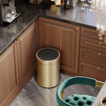 HMR - Automatic Touchless Sensor Stainless Steel Gold Trash Can 2.38 Gallon