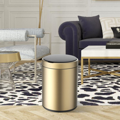 HMR - Automatic Touchless Sensor Stainless Steel Gold Trash Can 2.38 Gallon