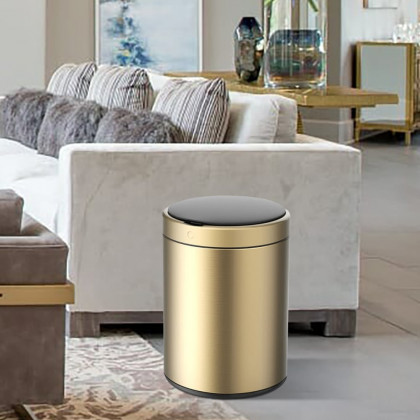 HMR - Automatic Touchless Sensor Stainless Steel Gold Trash Can 2.38 Gallon