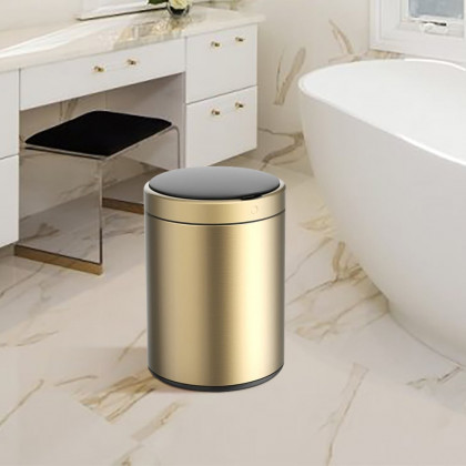 HMR - Automatic Touchless Sensor Stainless Steel Gold Trash Can 2.38 Gallon