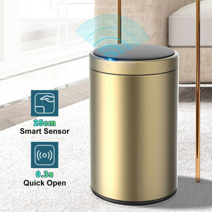 HMR - Automatic Touchless Sensor Stainless Steel Gold Trash Can 2.38 Gallon