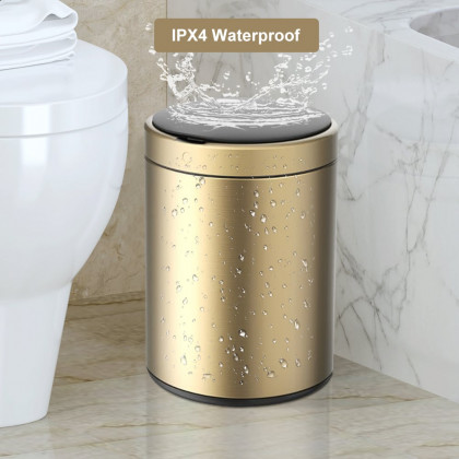 HMR - Automatic Touchless Sensor Stainless Steel Gold Trash Can 2.38 Gallon
