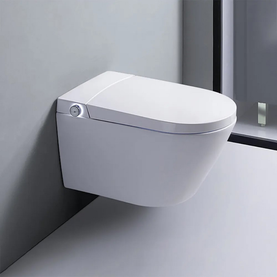 HMR Automatic Wall-Mounted Smart Bidet Toilet with In-Wall Tank - White