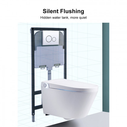 HMR Automatic Wall-Mounted Smart Bidet Toilet with In-Wall Tank - White