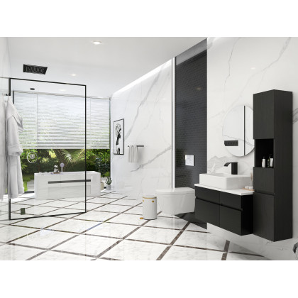 HMR Automatic Wall-Mounted Smart Bidet Toilet with In-Wall Tank - White