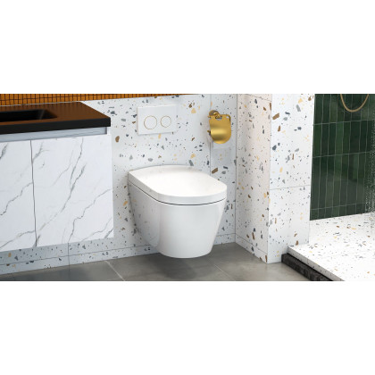 HMR Automatic Wall-Mounted Smart Bidet Toilet with In-Wall Tank - White