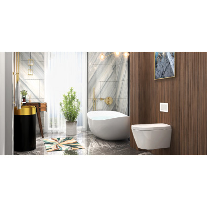 HMR Automatic Wall-Mounted Smart Bidet Toilet with In-Wall Tank - White