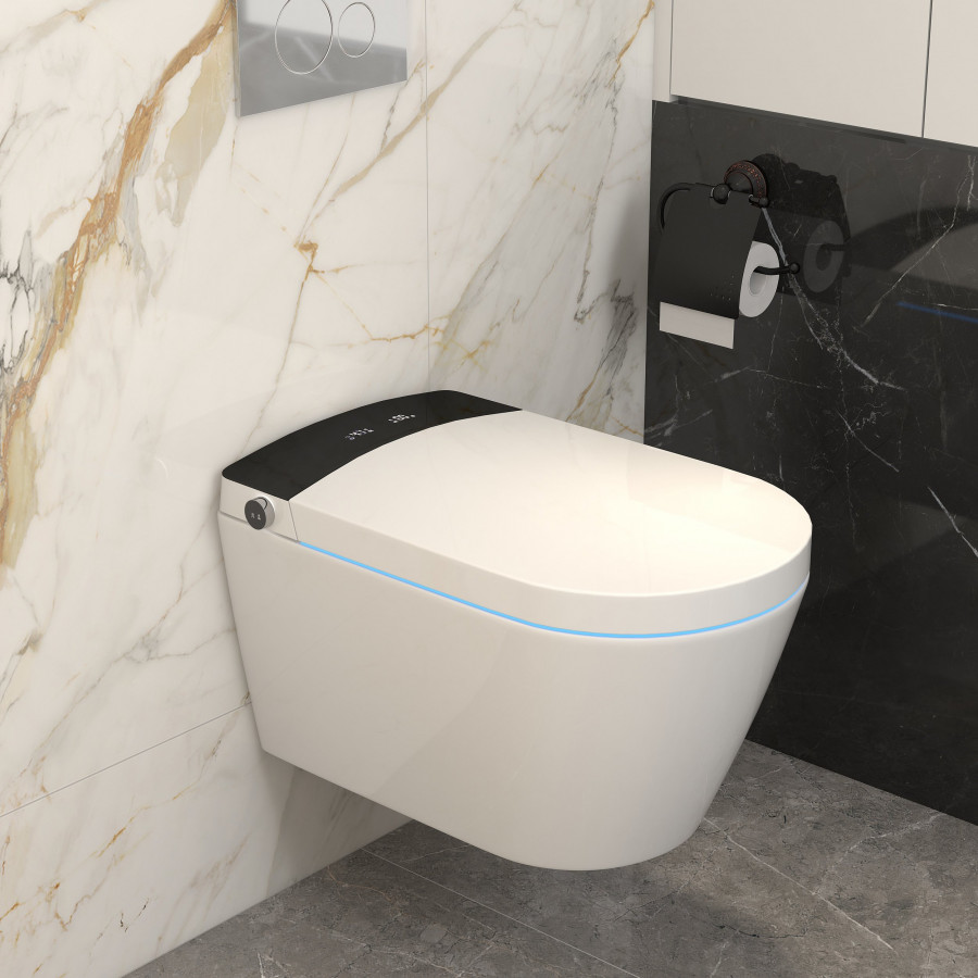 HMR - Automatic Wall-Mounted Smart Bidet Toilet with In-Wall Tank