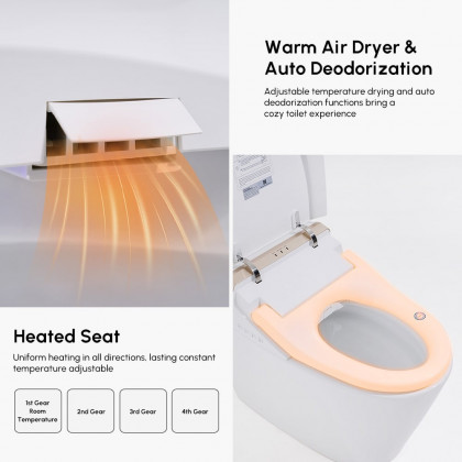 HMR Automatic Smart Bidet Toilet with Deodorizing Function 1.28 GPF - White & Gold