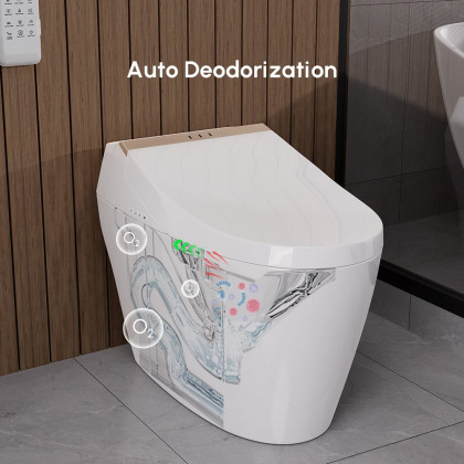 HMR Automatic Smart Bidet Toilet with Deodorizing Function 1.28 GPF - White & Gold