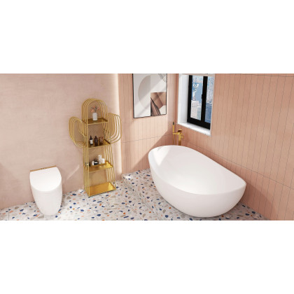 HMR Automatic Smart Bidet Toilet with Deodorizing Function 1.28 GPF - White & Gold
