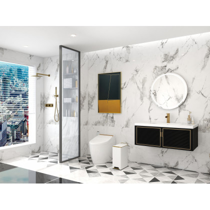 HMR Automatic Smart Bidet Toilet with Deodorizing Function 1.28 GPF - White & Gold