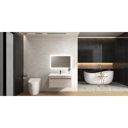 HMR Automatic Smart Bidet Toilet with Deodorizing Function 1.28 GPF - White & Gold