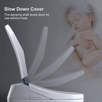HMR Automatic Smart Bidet Toilet with Deodorizing Function 1.28 GPF - White & Blue