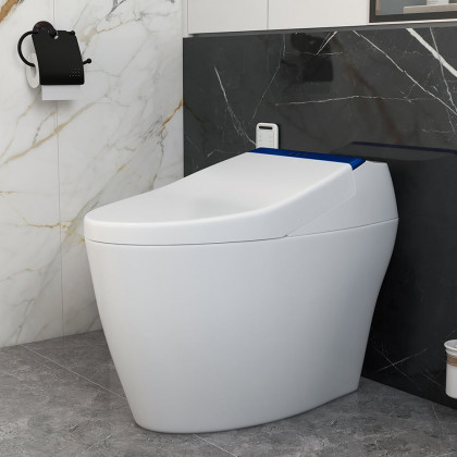 HMR Automatic Smart Bidet Toilet with Deodorizing Function 1.28 GPF - White & Blue