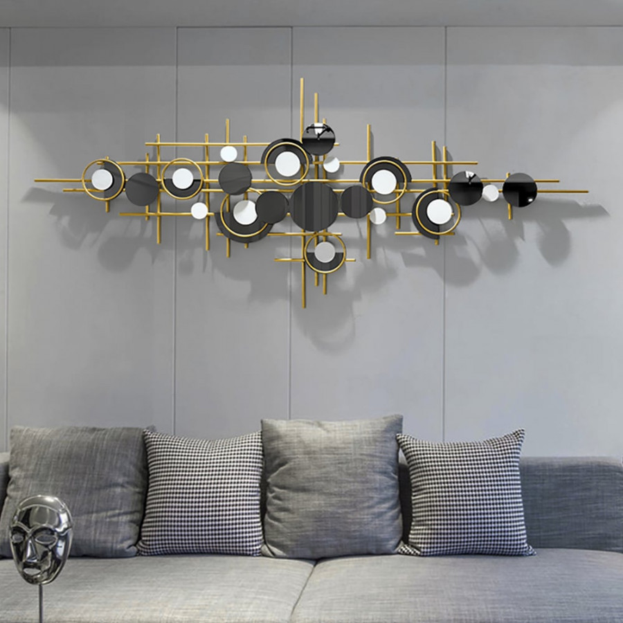 HMR - Modern Abstract Metal Wall Decor with Geometric Overlapping Design