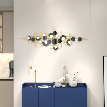 HMR - Modern Abstract Metal Wall Decor with Geometric Overlapping Design