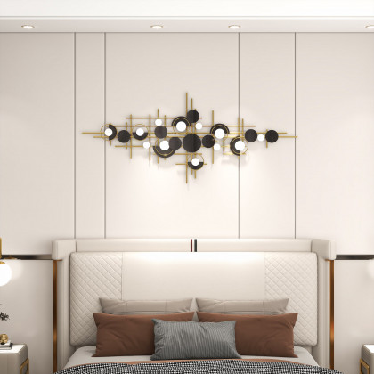 HMR - Modern Abstract Metal Wall Decor with Geometric Overlapping Design