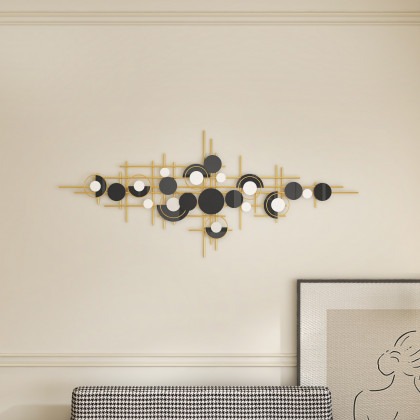 HMR - Modern Abstract Metal Wall Decor with Geometric Overlapping Design
